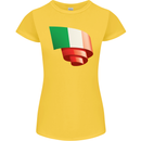 Curled Italy Flag Italians Day Football Womens Petite Cut T-Shirt Yellow