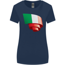 Curled Italy Flag Italians Day Football Womens Wider Cut T-Shirt Navy Blue