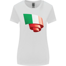 Curled Italy Flag Italians Day Football Womens Wider Cut T-Shirt White