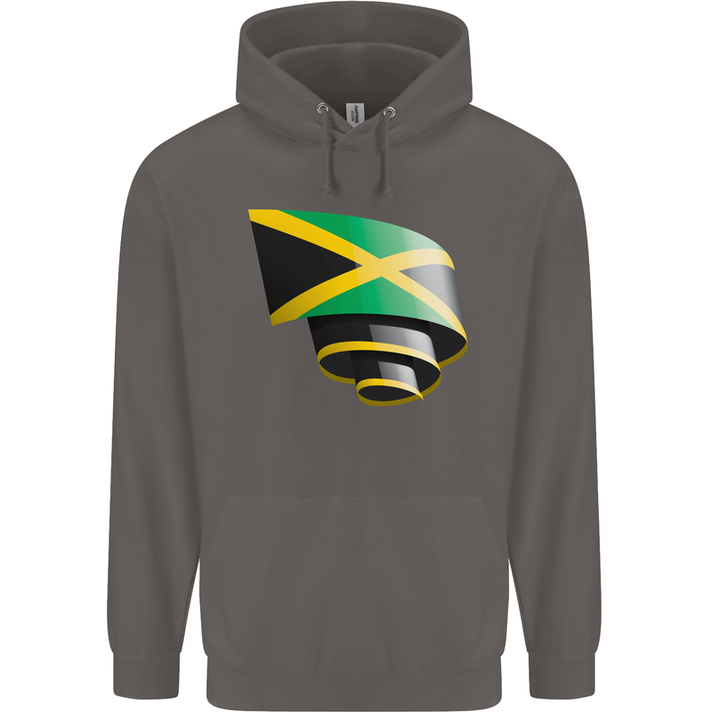 Curled Jamaican Flag Jamaica Day Football Mens 80% Cotton Hoodie Charcoal