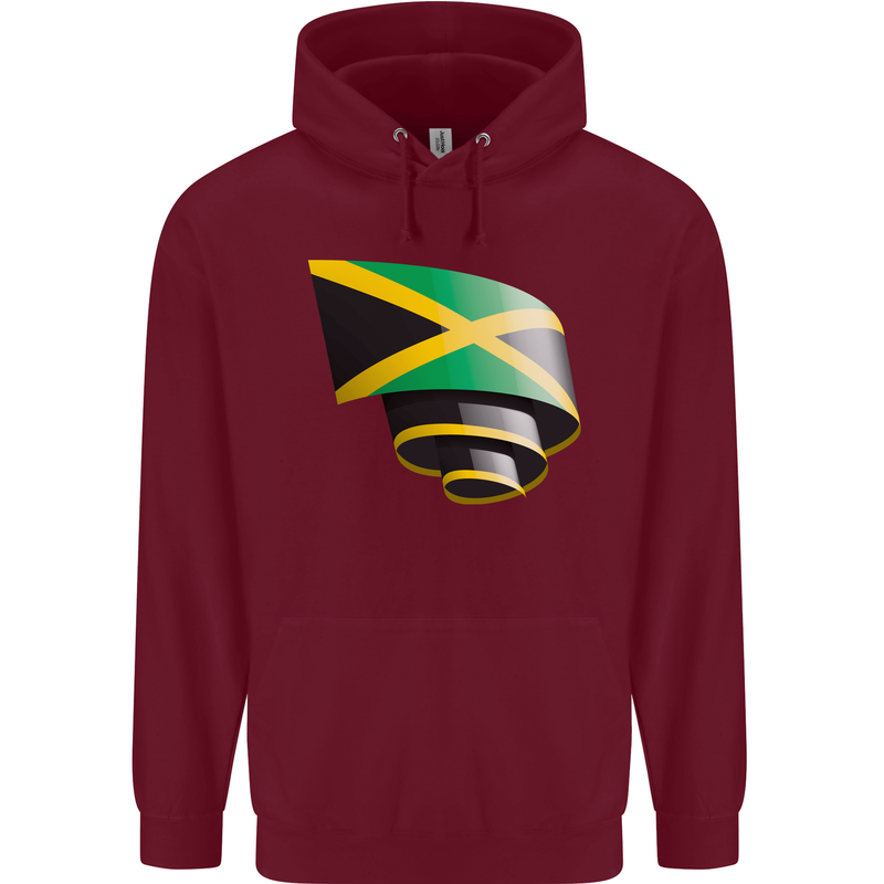 Curled Jamaican Flag Jamaica Day Football Mens 80% Cotton Hoodie Maroon