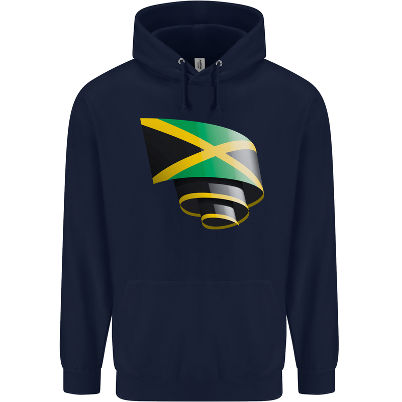 Curled Jamaican Flag Jamaica Day Football Mens 80% Cotton Hoodie Navy Blue