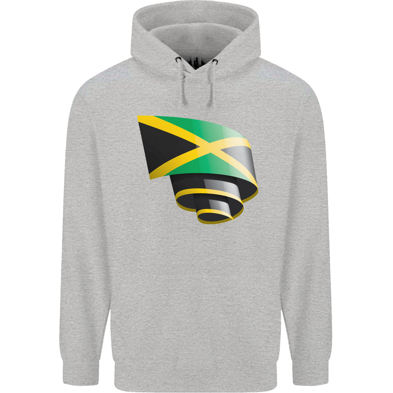 Curled Jamaican Flag Jamaica Day Football Mens 80% Cotton Hoodie Sports Grey