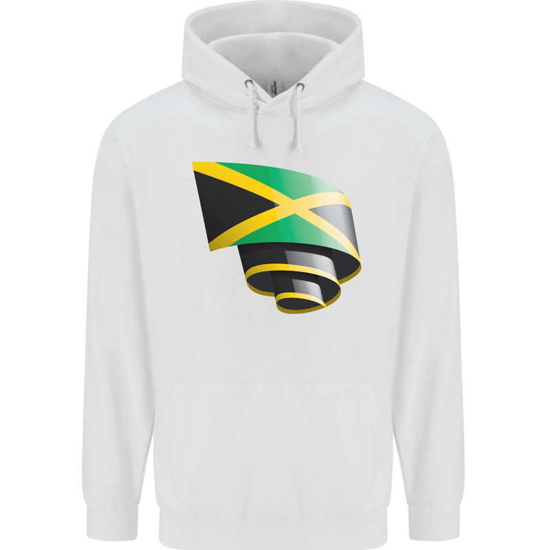 Curled Jamaican Flag Jamaica Day Football Mens 80% Cotton Hoodie White