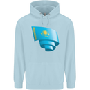 Curled Kazakhstan Flag Kazakh Day Football Mens 80% Cotton Hoodie Light Blue