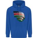 Curled Kenya Flag Kenyan Day Football Childrens Kids Hoodie Royal Blue