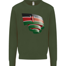Curled Kenya Flag Kenyan Day Football Kids Sweatshirt Jumper Forest Green