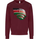 Curled Kenya Flag Kenyan Day Football Kids Sweatshirt Jumper Maroon