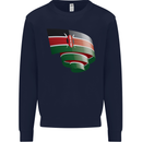 Curled Kenya Flag Kenyan Day Football Kids Sweatshirt Jumper Navy Blue
