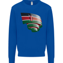 Curled Kenya Flag Kenyan Day Football Kids Sweatshirt Jumper Royal Blue
