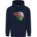 Curled Kenya Flag Kenyan Day Football Mens 80% Cotton Hoodie Navy Blue