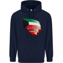 Curled Kuwait Flag Kuwaiti Day Football Mens 80% Cotton Hoodie Navy Blue