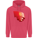 Curled Kyrgyzstan Flag Kyrgyz Day Football Childrens Kids Hoodie Heliconia
