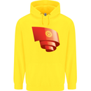 Curled Kyrgyzstan Flag Kyrgyz Day Football Childrens Kids Hoodie Yellow