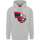 Curled Laos Flag Laotian Day Football Childrens Kids Hoodie Sports Grey