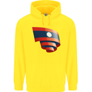 Curled Laos Flag Laotian Day Football Childrens Kids Hoodie Yellow