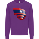 Curled Laos Flag Laotian Day Football Kids Sweatshirt Jumper Purple