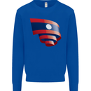 Curled Laos Flag Laotian Day Football Kids Sweatshirt Jumper Royal Blue