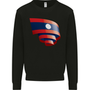 Curled Laos Flag Laotian Day Football Mens Sweatshirt Jumper Black