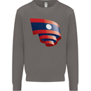 Curled Laos Flag Laotian Day Football Mens Sweatshirt Jumper Charcoal