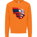 Curled Laos Flag Laotian Day Football Mens Sweatshirt Jumper Orange