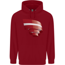 Curled Latvia Flag Latvian Day Football Childrens Kids Hoodie Red