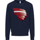 Curled Latvia Flag Latvian Day Football Kids Sweatshirt Jumper Navy Blue