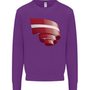 Curled Latvia Flag Latvian Day Football Kids Sweatshirt Jumper Purple