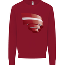 Curled Latvia Flag Latvian Day Football Kids Sweatshirt Jumper Red