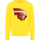 Curled Latvia Flag Latvian Day Football Kids Sweatshirt Jumper Yellow