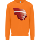 Curled Latvia Flag Latvian Day Football Mens Sweatshirt Jumper Orange