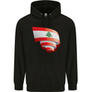 Curled Lebanon Flag Lebanese Day Football Childrens Kids Hoodie Black