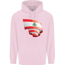 Curled Lebanon Flag Lebanese Day Football Childrens Kids Hoodie Light Pink