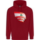 Curled Lebanon Flag Lebanese Day Football Childrens Kids Hoodie Red