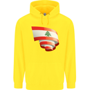 Curled Lebanon Flag Lebanese Day Football Childrens Kids Hoodie Yellow