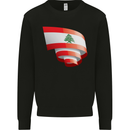 Curled Lebanon Flag Lebanese Day Football Kids Sweatshirt Jumper Black