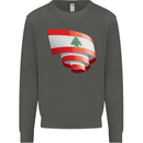 Curled Lebanon Flag Lebanese Day Football Kids Sweatshirt Jumper Storm Grey