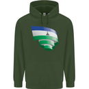 Curled Lesotho Flag Basotho Day Football Childrens Kids Hoodie Forest Green