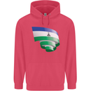 Curled Lesotho Flag Basotho Day Football Childrens Kids Hoodie Heliconia