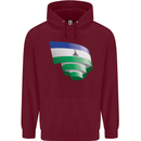 Curled Lesotho Flag Basotho Day Football Childrens Kids Hoodie Maroon