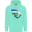 Curled Lesotho Flag Basotho Day Football Childrens Kids Hoodie Peppermint