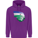Curled Lesotho Flag Basotho Day Football Childrens Kids Hoodie Purple
