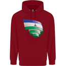Curled Lesotho Flag Basotho Day Football Childrens Kids Hoodie Red