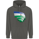 Curled Lesotho Flag Basotho Day Football Childrens Kids Hoodie Storm Grey