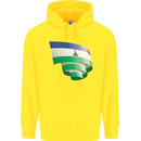 Curled Lesotho Flag Basotho Day Football Childrens Kids Hoodie Yellow