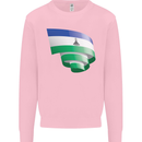 Curled Lesotho Flag Basotho Day Football Kids Sweatshirt Jumper Light Pink