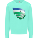 Curled Lesotho Flag Basotho Day Football Kids Sweatshirt Jumper Peppermint