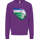 Curled Lesotho Flag Basotho Day Football Kids Sweatshirt Jumper Purple