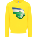 Curled Lesotho Flag Basotho Day Football Kids Sweatshirt Jumper Yellow