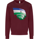Curled Lesotho Flag Basotho Day Football Mens Sweatshirt Jumper Maroon
